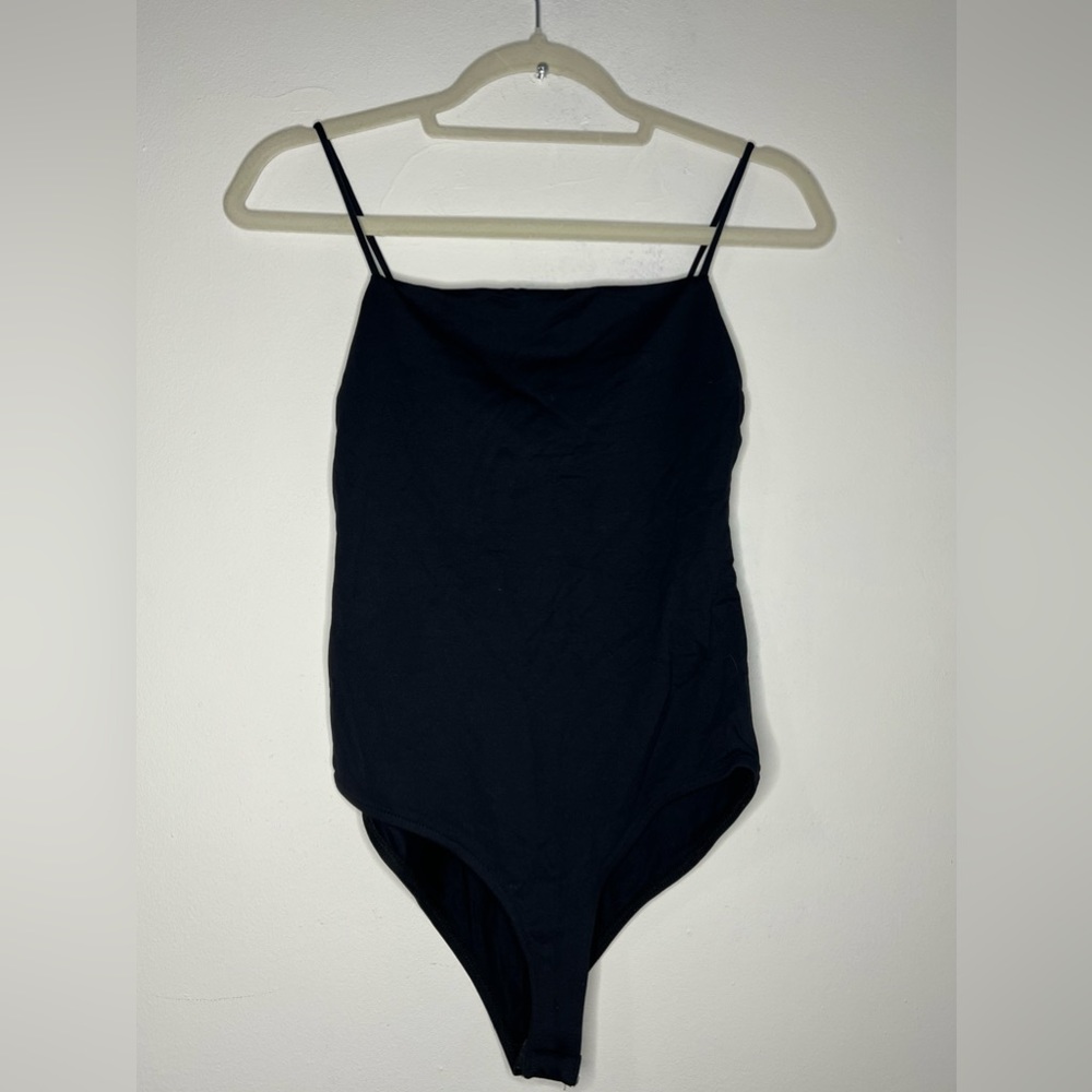 Zara Black Square Neck Spaghetti Strap Body Suit Size M